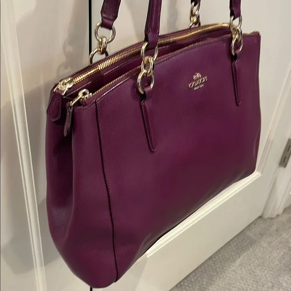 Coach Purple Leather Christie Carryall Tote - Picture 4 of 9
